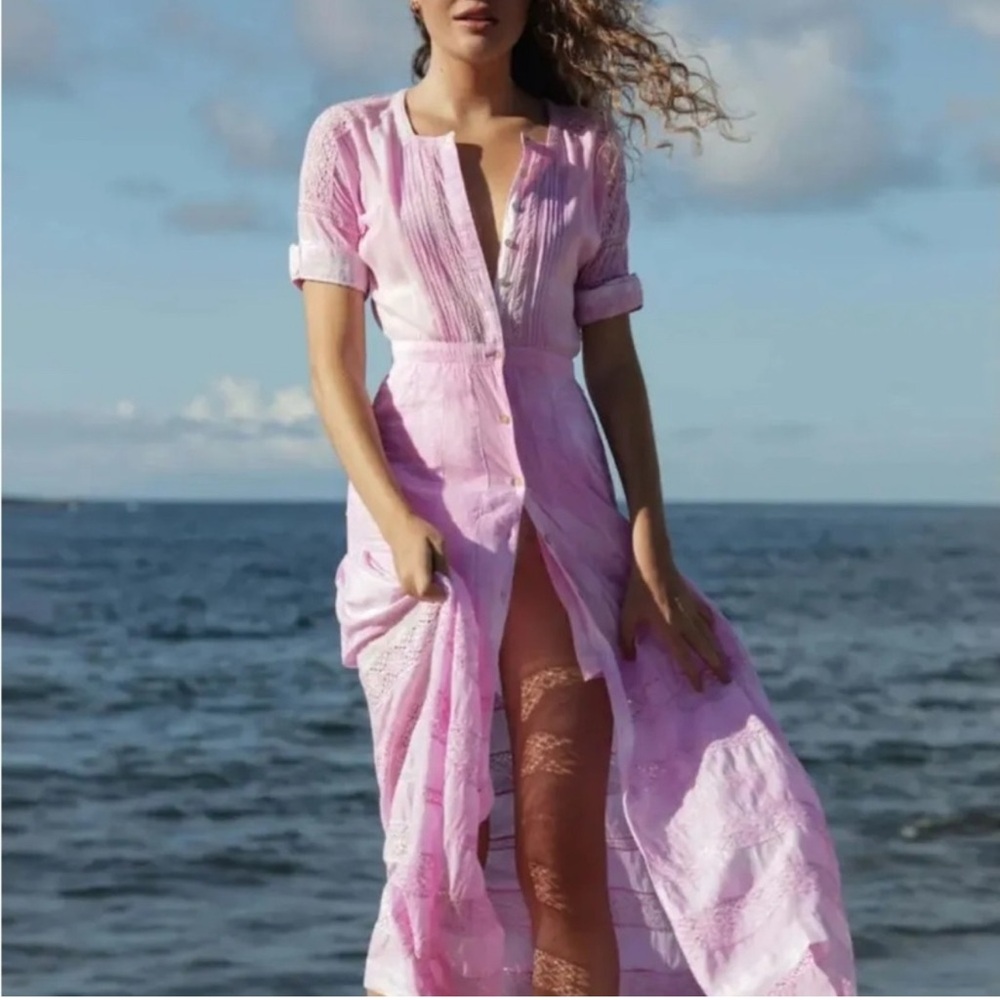 LoveShackFancy Edie Pink Maxi Dress